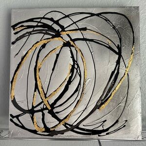 Wall decor silver and gold metallic canvas painted